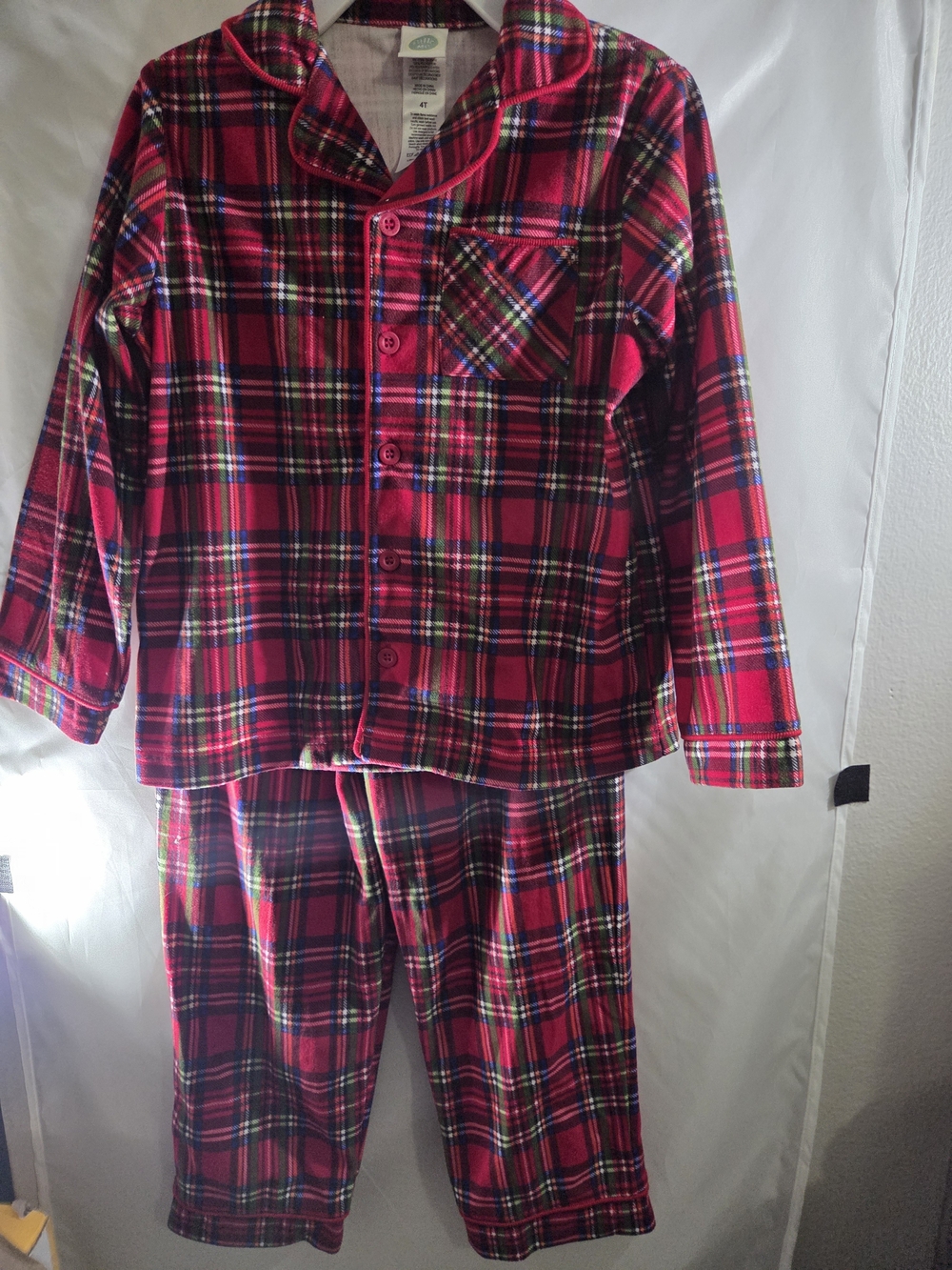 Little Me Red Plaid Two-Piece Pajama Set